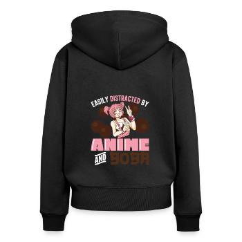 Geek Lovers Life Powered By Tea Bubble Lifestyle - Women's Premium Organic Zip Hoodie - black - Back - Julia (174cm)