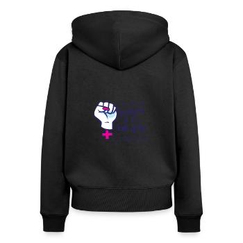 Féminisme Empowerment Pro-choix Pro Avortement - Sweat à capuche zippé Premium bio Femme - noir - Dos - Julia (174cm)