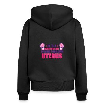 Féminisme Pouvoir des femmes Pro-choix Pro Avortement - Sweat à capuche zippé Premium bio Femme - noir - Dos - Julia (174cm)