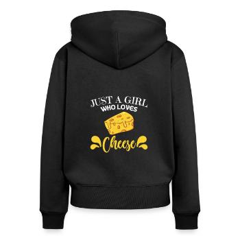 A girl who likes cheese, a gift - Women's Premium Organic Zip Hoodie - black - Back - Julia (174cm)
