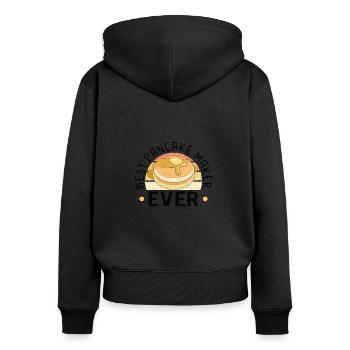 Pancake Maker Pancake Lover Funny Waffle - Women's Premium Organic Zip Hoodie - black - Back - Julia (174cm)