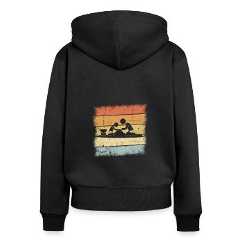 Château de sable - Sweat à capuche zippé Premium bio Femme - noir - Dos - Julia (174cm)