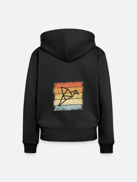 Origami Vogel - Frauen Premium Bio Zip Hoodie - Schwarz
