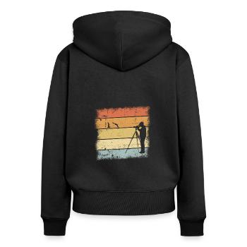 Vogelkundler Geschenk - Frauen Premium Bio Zip Hoodie - Schwarz - Hinten - Julia (174cm)
