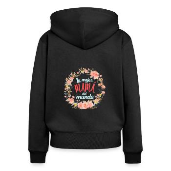 Die Beste Mutter Der Welt Spanisches Zitat Mutter - Frauen Premium Bio Zip Hoodie - Schwarz - Hinten - Julia (174cm)