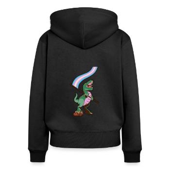 LGBTQ-Flagge - Dinosaurier-Transgender - Frauen Premium Bio Zip Hoodie - Schwarz - Hinten - Julia (174cm)