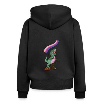 LGBTQ-Flagge - Dinosaurier Bisexuell - Frauen Premium Bio Zip Hoodie - Schwarz - Hinten - Julia (174cm)