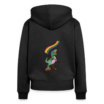 LGBTQ-Flagge - Dinosaurier-Schwuler - Frauen Premium Bio Zip Hoodie - Schwarz - Hinten - Julia (174cm)