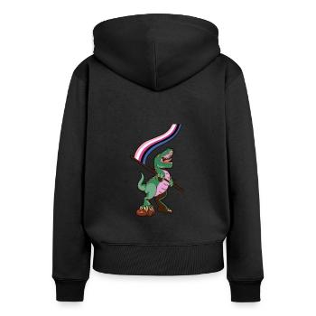 LGBTQ Flag - Dinosaur Sexual Fluid - Women's Premium Organic Zip Hoodie - black - Back - Julia (174cm)