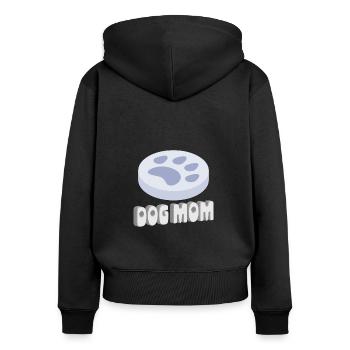 Maman chien - Sweat à capuche zippé Premium bio Femme - noir - Dos - Julia (174cm)