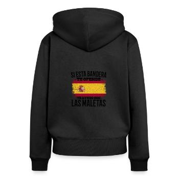 Si Esta Bandera Te Ofende Te Ayudo Con Las Maletas - Sweat à capuche zippé Premium bio Femme - noir - Dos - Julia (174cm)