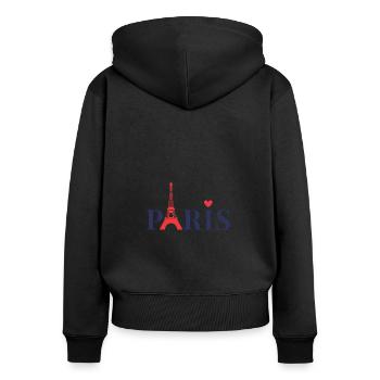 Paris - Frauen Premium Bio Zip Hoodie - Schwarz - Hinten - Julia (174cm)