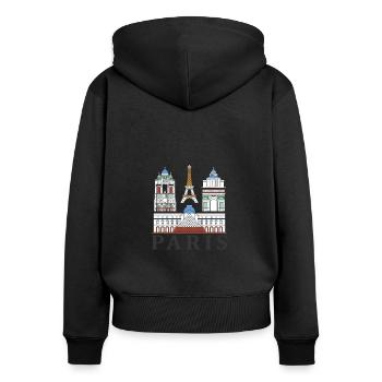 Paris - Frauen Premium Bio Zip Hoodie - Schwarz - Hinten - Julia (174cm)