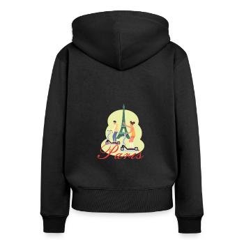 Paris - Frauen Premium Bio Zip Hoodie - Schwarz - Hinten - Julia (174cm)