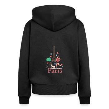 Paris - Frauen Premium Bio Zip Hoodie - Schwarz - Hinten - Julia (174cm)