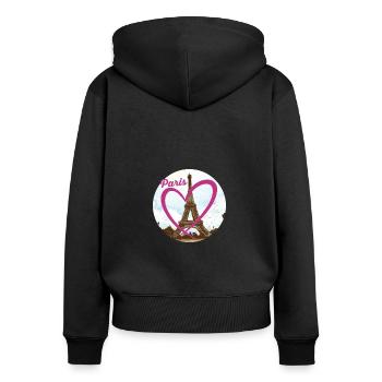 Paris - Frauen Premium Bio Zip Hoodie - Schwarz - Hinten - Julia (174cm)