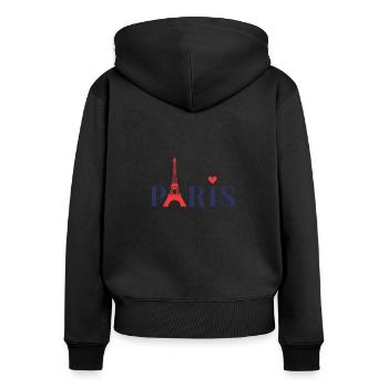 Paris - Frauen Premium Bio Zip Hoodie - Schwarz - Hinten - Julia (174cm)