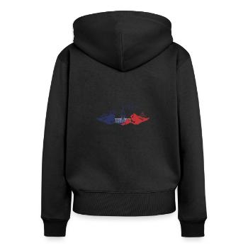 Paris - Frauen Premium Bio Zip Hoodie - Schwarz - Hinten - Julia (174cm)