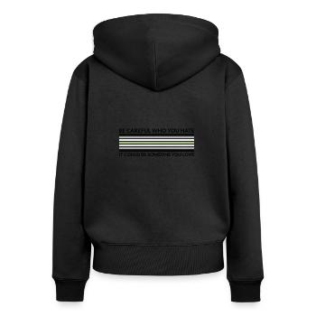 Faites attention à qui déteste - Agenda LGBTQ - Sweat à capuche zippé Premium bio Femme - noir - Dos - Julia (174cm)