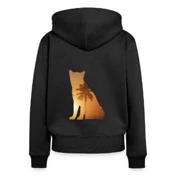 Sommerstrand - Akita - Frauen Premium Bio Zip Hoodie - Schwarz - Hinten - Julia (174cm)