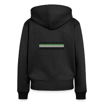 Vorsicht Wer Hasst - LGBTQ Aromantic - Frauen Premium Bio Zip Hoodie - Schwarz - Hinten - Julia (174cm)