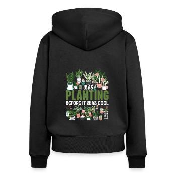 Pflanzung Pflanzen Ich liebe meinen Garten Gartena - Frauen Premium Bio Zip Hoodie - Schwarz - Hinten - Julia (174cm)