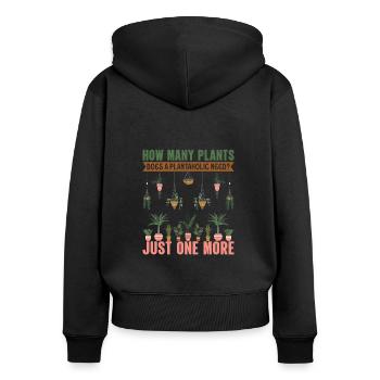 Gartenarbeit Ich liebe meine Pflanzen Gartenbepfla - Frauen Premium Bio Zip Hoodie - Schwarz - Hinten - Julia (174cm)