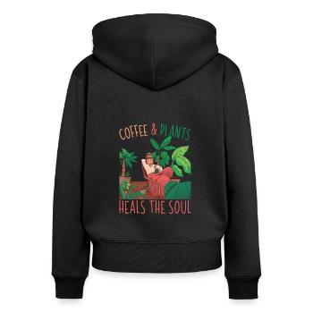 Gärtner Lifestyle Sukkulenten Pflanzen Liebhaber G - Frauen Premium Bio Zip Hoodie - Schwarz - Hinten - Julia (174cm)
