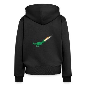 Drapeau de l’ours LGBTQ - Dinosaures - Sweat à capuche zippé Premium bio Femme - noir - Dos - Julia (174cm)