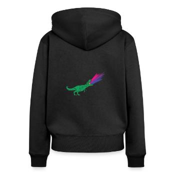 Drapeau bisexuel LGBTQ - Dinosaures - Sweat à capuche zippé Premium bio Femme - noir - Dos - Julia (174cm)