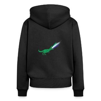 LGBTQ Gay Flag - Dinosaurier - Frauen Premium Bio Zip Hoodie - Schwarz - Hinten - Julia (174cm)