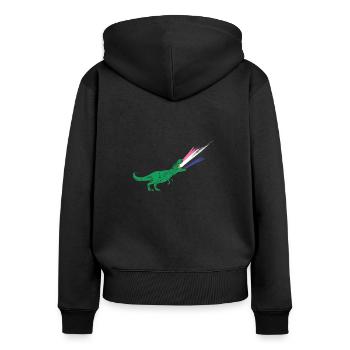 LGBTQ Gender Fluid Flag - Dinosaurs - Women's Premium Organic Zip Hoodie - black - Back - Julia (174cm)
