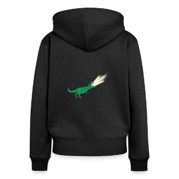 Drapeau polygenre LGBTQ - Dinosaures - Sweat à capuche zippé Premium bio Femme - noir - Dos - Julia (174cm)