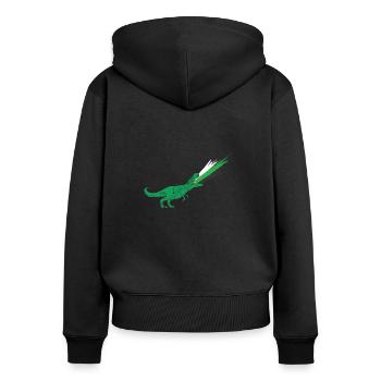 Drapeau LGBTQ Neutrois - Dinosaures - Sweat à capuche zippé Premium bio Femme - noir - Dos - Julia (174cm)