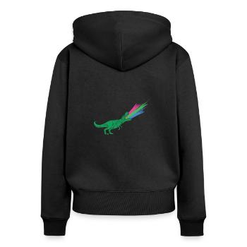 LGBTQ Polysexual Flag - Dinosaurs - Women's Premium Organic Zip Hoodie - black - Back - Julia (174cm)