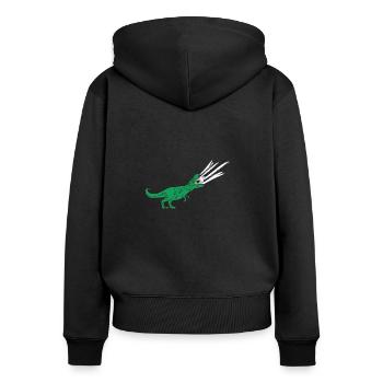LGBTQ Trans Ally Flag - Dinosaurier - Frauen Premium Bio Zip Hoodie - Schwarz - Hinten - Julia (174cm)