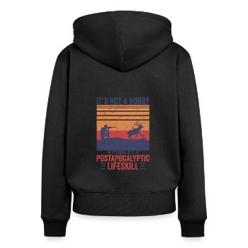 Vintage Jäger Jagdsport Förster Hunting Shirt - Frauen Premium Bio Zip Hoodie - Schwarz - Hinten - Julia (174cm)