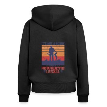 Vintage Jäger Jagdsport Förster Hunting Shirt - Frauen Premium Bio Zip Hoodie - Schwarz - Hinten - Julia (174cm)