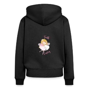 Fée des dents Petite Princesse Dents Ailes Couronne - Sweat à capuche zippé Premium bio Femme - noir - Dos - Julia (174cm)