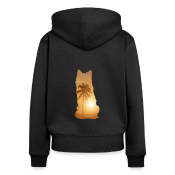 Sommerstrand - Australischer Schäferhund - Frauen Premium Bio Zip Hoodie - Schwarz - Hinten - Julia (174cm)