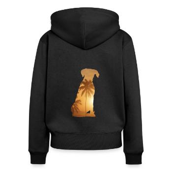 Sommerstrand - Boxer - Frauen Premium Bio Zip Hoodie - Schwarz - Hinten - Julia (174cm)