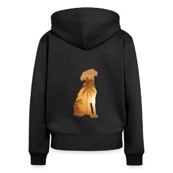 Sommerstrand - Bretagne - Frauen Premium Bio Zip Hoodie - Schwarz - Hinten - Julia (174cm)
