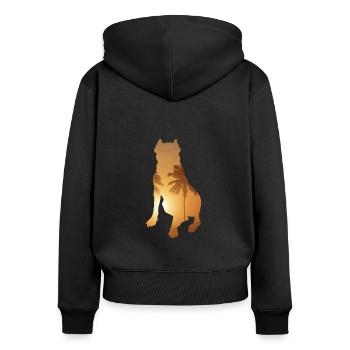 Plage d’été - Cane Corso - Sweat à capuche zippé Premium bio Femme - noir - Dos - Julia (174cm)
