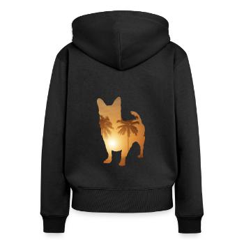 Sommerstrand - Chihuahua - Frauen Premium Bio Zip Hoodie - Schwarz - Hinten - Julia (174cm)