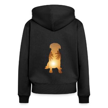 Sommerstrand - Bullmastiff - Frauen Premium Bio Zip Hoodie - Schwarz - Hinten - Julia (174cm)