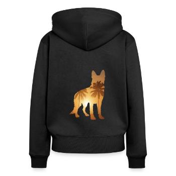 Sommerstrand - Deutscher Schäferhund - Frauen Premium Bio Zip Hoodie - Schwarz - Hinten - Julia (174cm)