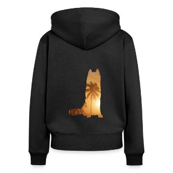 Plage d’été - Alaskan Husky - Sweat à capuche zippé Premium bio Femme - noir - Dos - Julia (174cm)