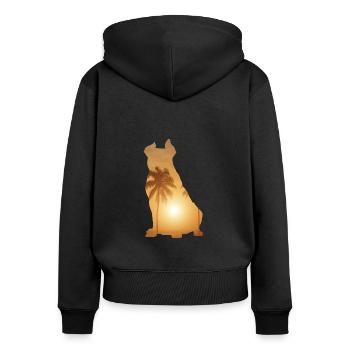 Summer Beach - Amerikanischer Bully - Frauen Premium Bio Zip Hoodie - Schwarz - Hinten - Julia (174cm)