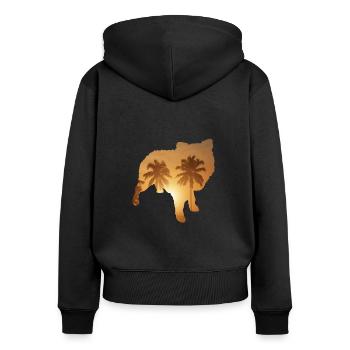 Sommerstrand - Pommerianer - Frauen Premium Bio Zip Hoodie - Schwarz - Hinten - Julia (174cm)