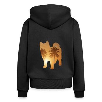 Plage d’été - Pomsky - Sweat à capuche zippé Premium bio Femme - noir - Dos - Julia (174cm)